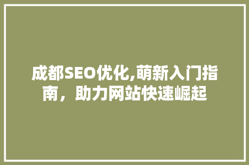 成都SEO优化,萌新入门指南，助力网站快速崛起