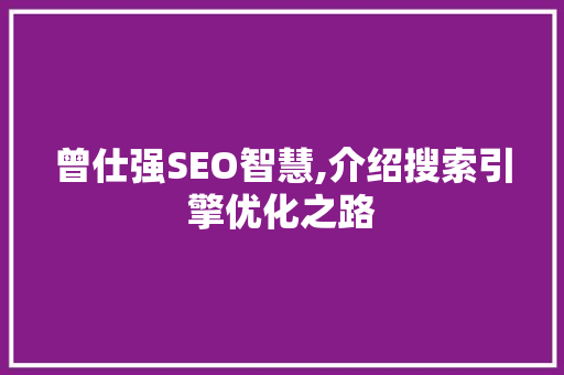 曾仕强SEO智慧,介绍搜索引擎优化之路
