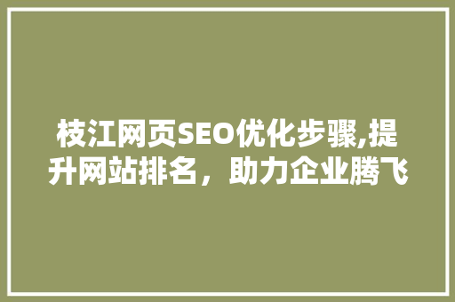 枝江网页SEO优化步骤,提升网站排名，助力企业腾飞