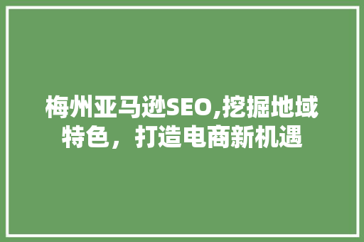梅州亚马逊SEO,挖掘地域特色，打造电商新机遇