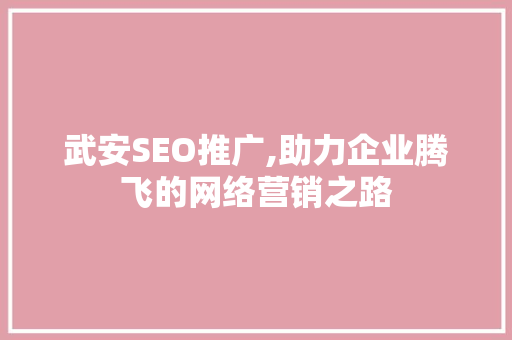 武安SEO推广,助力企业腾飞的网络营销之路