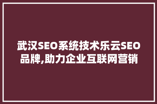 武汉SEO系统技术乐云SEO品牌,助力企业互联网营销新篇章