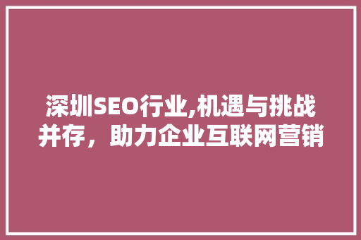 深圳SEO行业,机遇与挑战并存，助力企业互联网营销腾飞