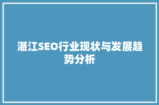 湛江SEO行业现状与发展趋势分析