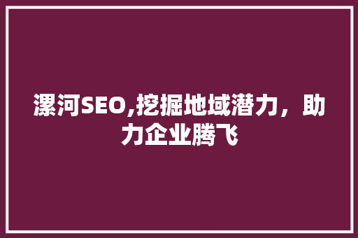 漯河SEO,挖掘地域潜力，助力企业腾飞