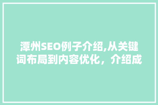 潭州SEO例子介绍,从关键词布局到内容优化，介绍成功之路
