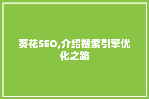 葵花SEO,介绍搜索引擎优化之路