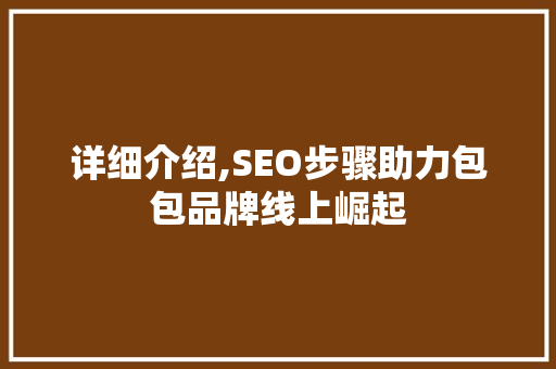 详细介绍,SEO步骤助力包包品牌线上崛起