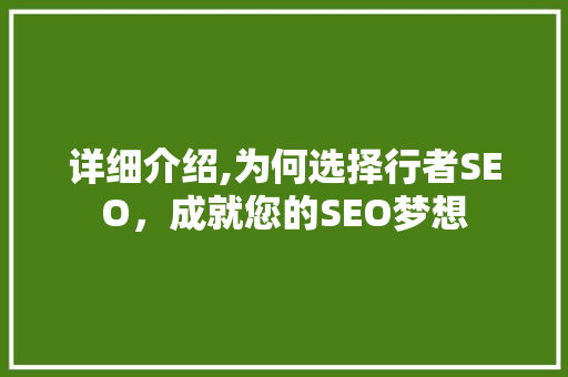 详细介绍,为何选择行者SEO，成就您的SEO梦想
