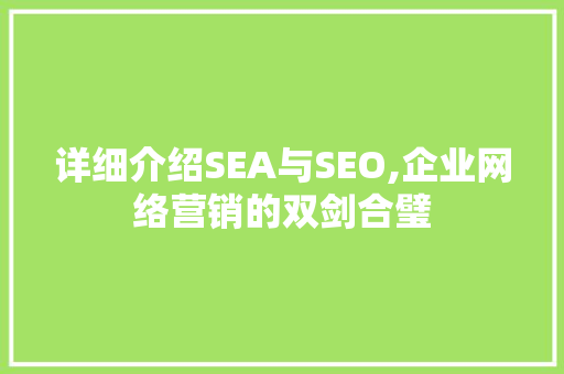 详细介绍SEA与SEO,企业网络营销的双剑合璧