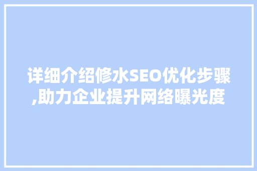 详细介绍修水SEO优化步骤,助力企业提升网络曝光度