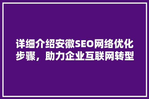 详细介绍安徽SEO网络优化步骤，助力企业互联网转型
