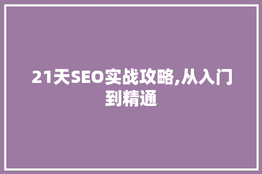 21天SEO实战攻略,从入门到精通