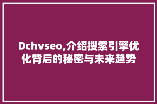 Dchvseo,介绍搜索引擎优化背后的秘密与未来趋势