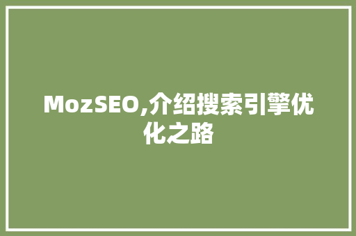 MozSEO,介绍搜索引擎优化之路
