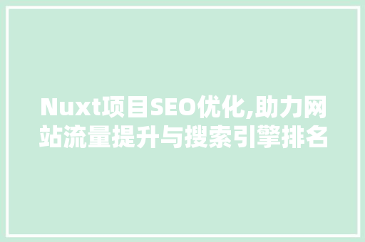 Nuxt项目SEO优化,助力网站流量提升与搜索引擎排名