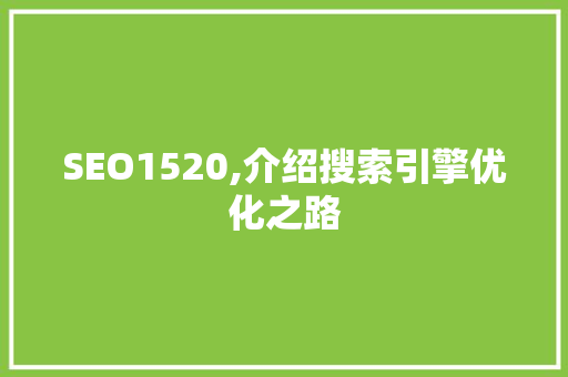 SEO1520,介绍搜索引擎优化之路