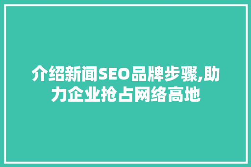 介绍新闻SEO品牌步骤,助力企业抢占网络高地