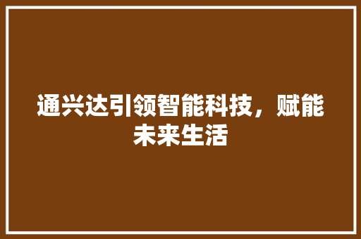 通兴达引领智能科技，赋能未来生活