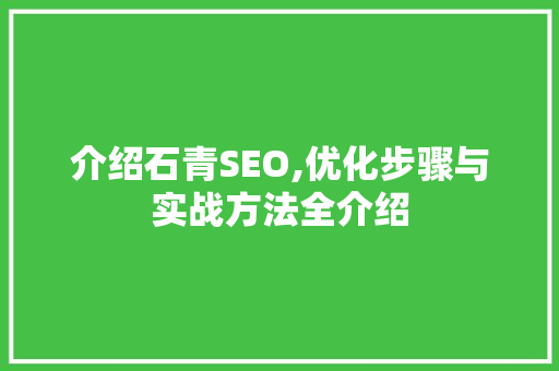 介绍石青SEO,优化步骤与实战方法全介绍