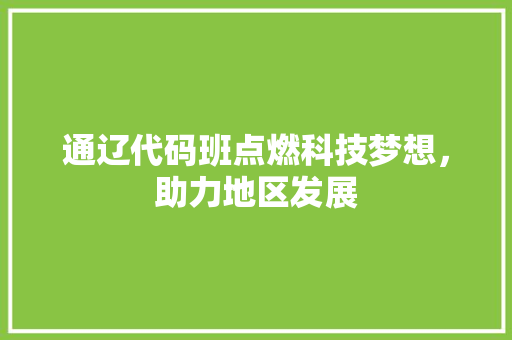 通辽代码班点燃科技梦想，助力地区发展