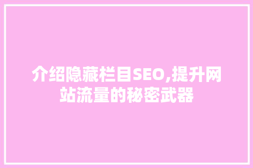 介绍隐藏栏目SEO,提升网站流量的秘密武器