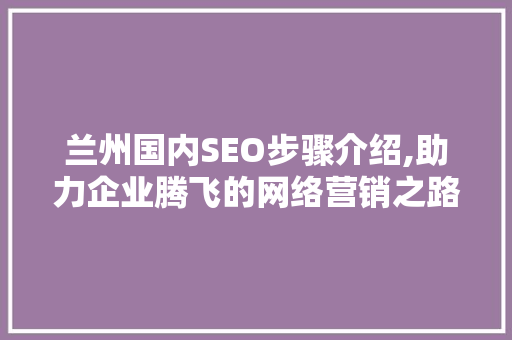 兰州国内SEO步骤介绍,助力企业腾飞的网络营销之路