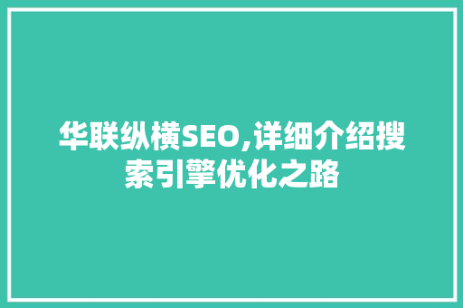 华联纵横SEO,详细介绍搜索引擎优化之路