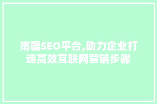 南疆SEO平台,助力企业打造高效互联网营销步骤