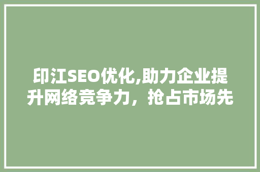 印江SEO优化,助力企业提升网络竞争力，抢占市场先机