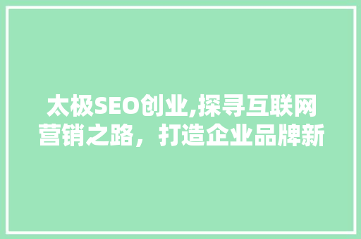 太极SEO创业,探寻互联网营销之路，打造企业品牌新高度