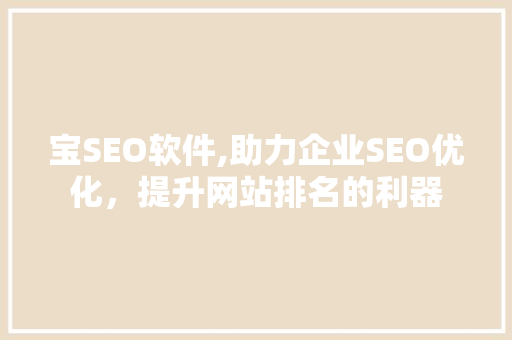 宝SEO软件,助力企业SEO优化，提升网站排名的利器