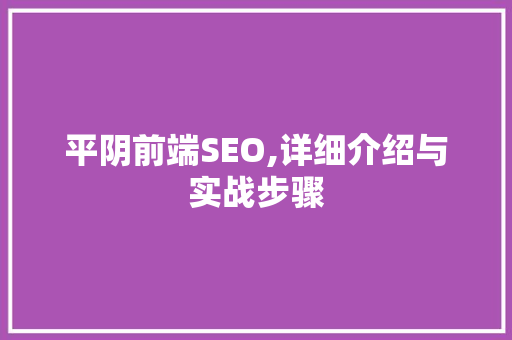 平阴前端SEO,详细介绍与实战步骤