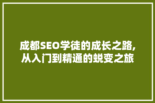 成都SEO学徒的成长之路,从入门到精通的蜕变之旅