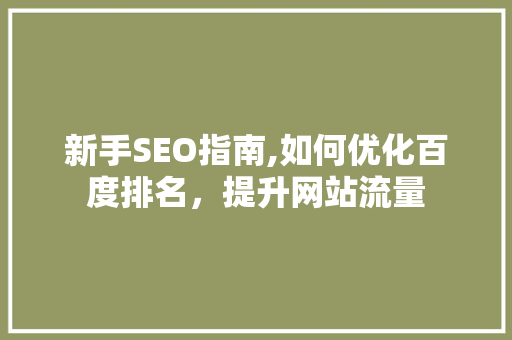 新手SEO指南,如何优化百度排名，提升网站流量