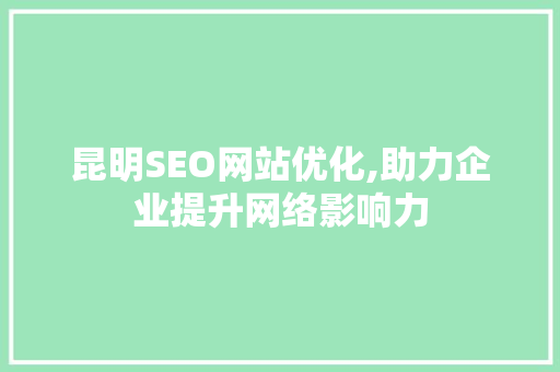 昆明SEO网站优化,助力企业提升网络影响力