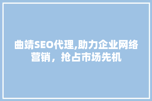 曲靖SEO代理,助力企业网络营销，抢占市场先机