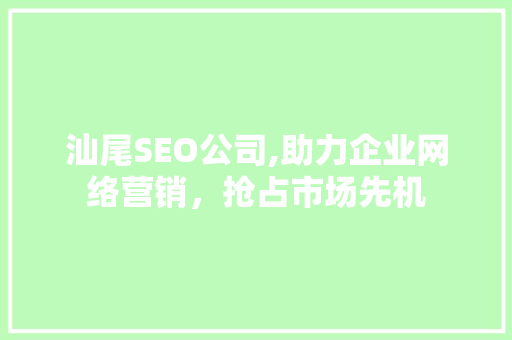 汕尾SEO公司,助力企业网络营销，抢占市场先机