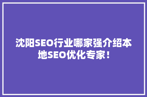 沈阳SEO行业哪家强介绍本地SEO优化专家！