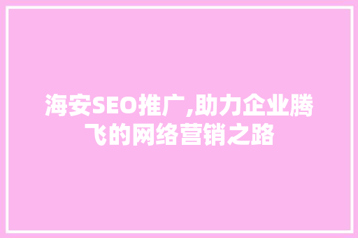 海安SEO推广,助力企业腾飞的网络营销之路