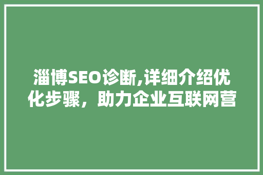 淄博SEO诊断,详细介绍优化步骤，助力企业互联网营销