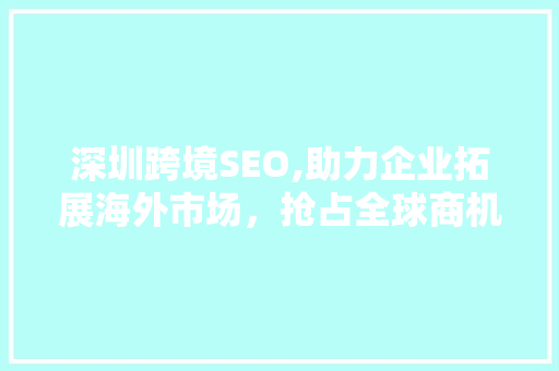 深圳跨境SEO,助力企业拓展海外市场，抢占全球商机