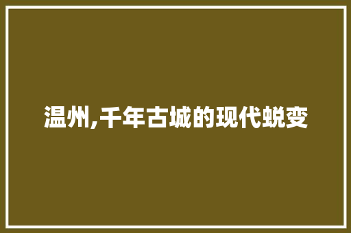 温州,千年古城的现代蜕变