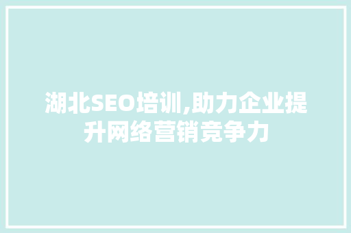 湖北SEO培训,助力企业提升网络营销竞争力