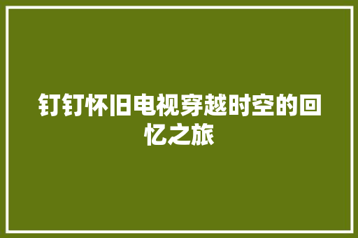钉钉怀旧电视穿越时空的回忆之旅