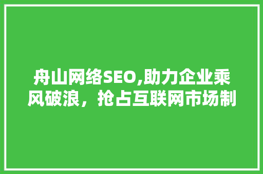 舟山网络SEO,助力企业乘风破浪，抢占互联网市场制高点