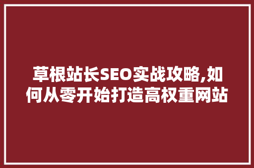 草根站长SEO实战攻略,如何从零开始打造高权重网站