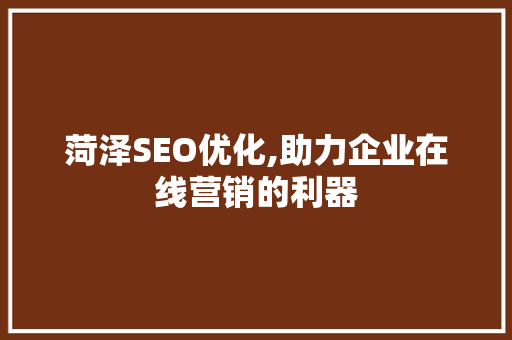 菏泽SEO优化,助力企业在线营销的利器
