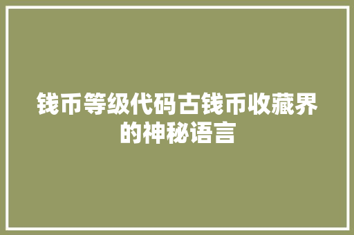 钱币等级代码古钱币收藏界的神秘语言