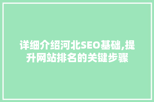 详细介绍河北SEO基础,提升网站排名的关键步骤